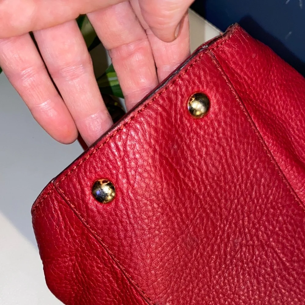 Michael Kors Hamilton‎ Red Pebbled Leather Shoulder Bag
